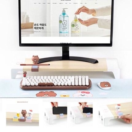 韩国LINE FRIENDS布朗熊手机卡片支架电脑显示器增高底座桌面收纳