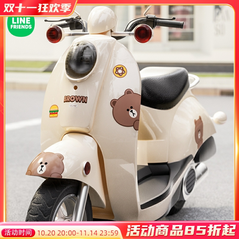 布朗熊卡通汽车装饰车贴遮挡划痕遮盖电动车电瓶车摩托车头盔贴纸