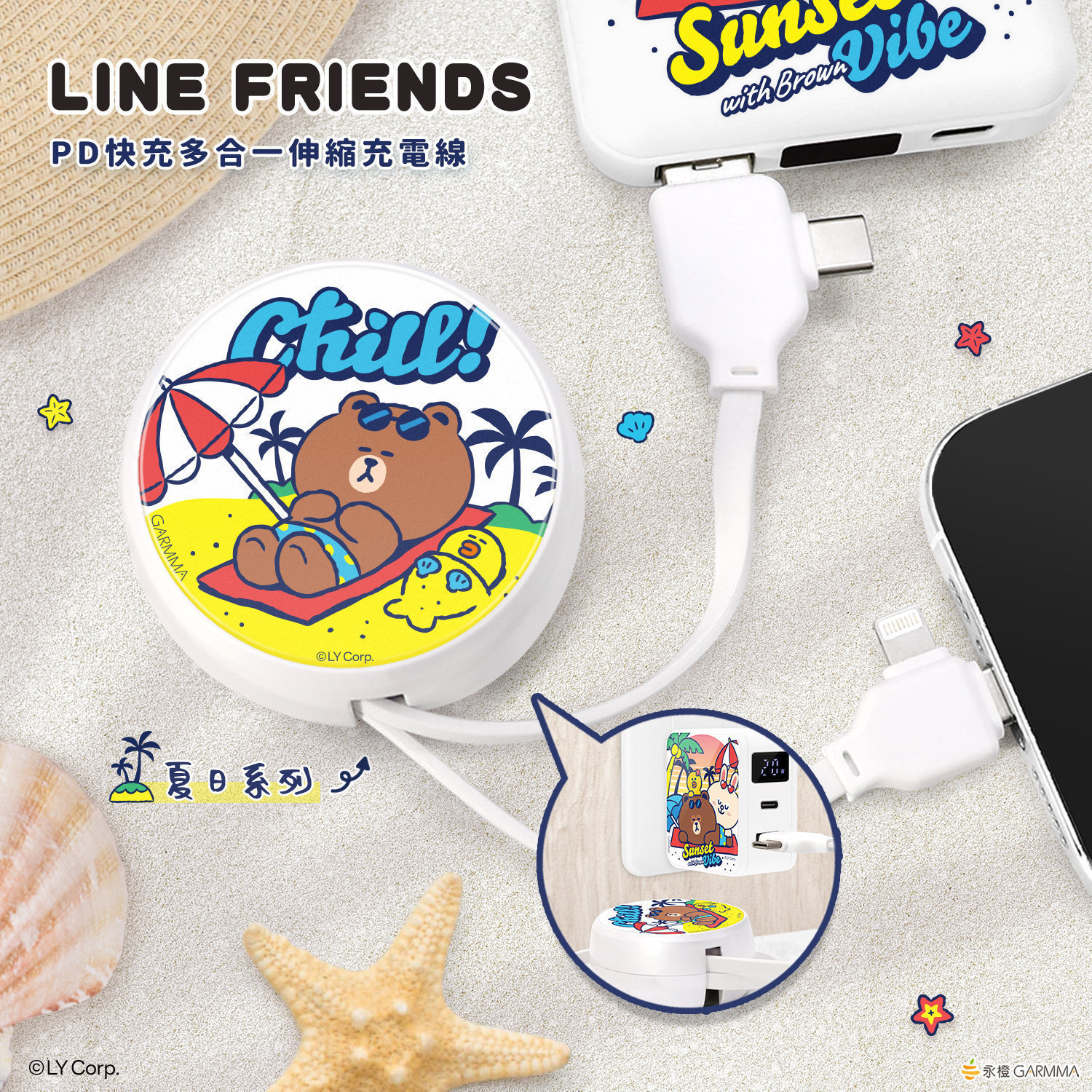 Line Friends布朗熊适用于苹果15数据线pd快充双头typec充电线iPad平板充电器线iPhone14手机快充线安卓手机