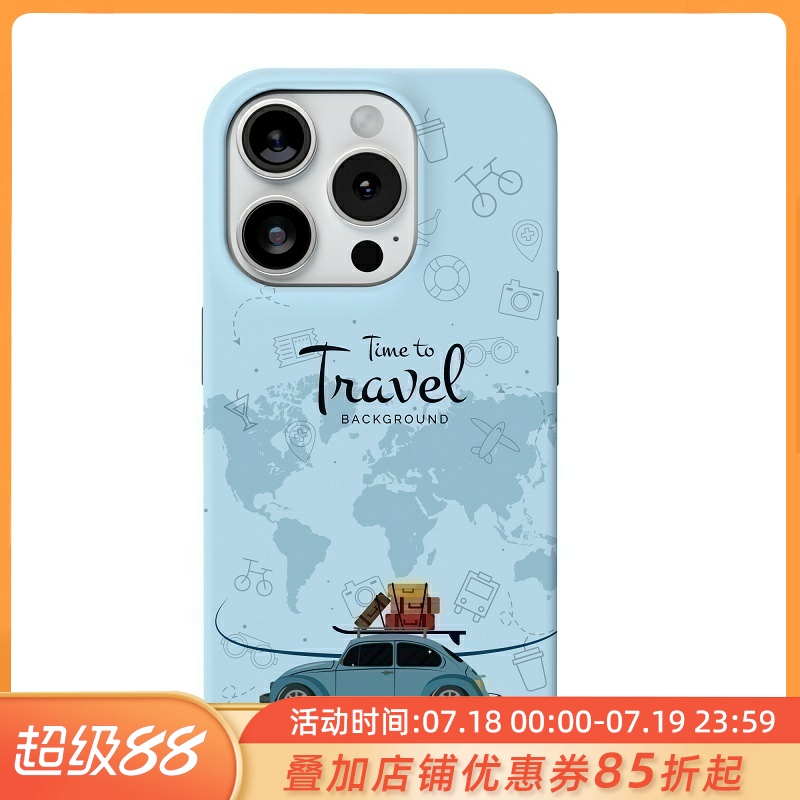 原创可爱小众旅行适用苹果iPhone15promax卡通网红壳13pro防摔保护套14简约15小清新ins风14手机壳飞机票度假