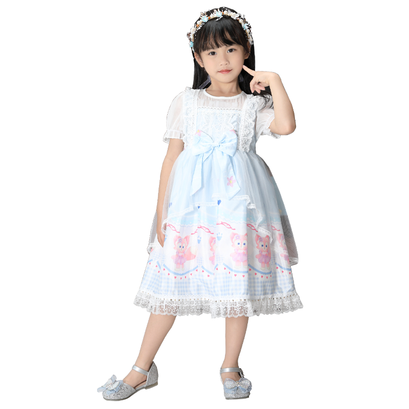 新款萝莉塔裙女童蓬蓬裙子粉短袖生日夏季儿童洛丽塔公主裙