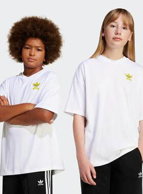 阿迪达斯三叶草SmileyWorld联名圆领短袖T恤大童JD0411 JD0412