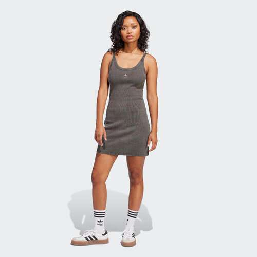 阿迪达斯三叶草RIB MINI罗纹紧身吊带连衣裙JC7548 JC7550 JI5750