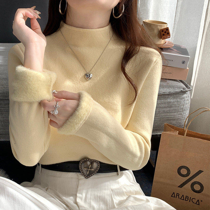 苏三三黄色半高领毛衣女秋冬内搭加绒加厚打底衫一体绒高级感上衣,个性定制/设计服务/DIY,棉服工装,淘宝优惠券,粉丝福利购,淘宝优惠卷