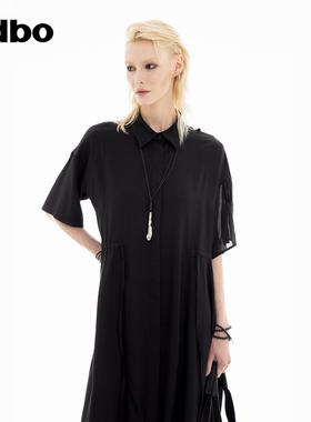 odbo/欧迪比欧时尚大气衬衫连衣裙2024秋新款轻奢女装气质中长裙