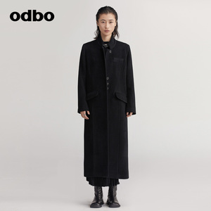 【商场同款】odbo/欧迪比欧羊毛呢大衣女冬季新款呢子外套