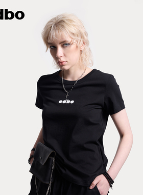odbo/欧迪比欧2025新款短袖女士t恤夏季原创设计正肩修身上衣百搭