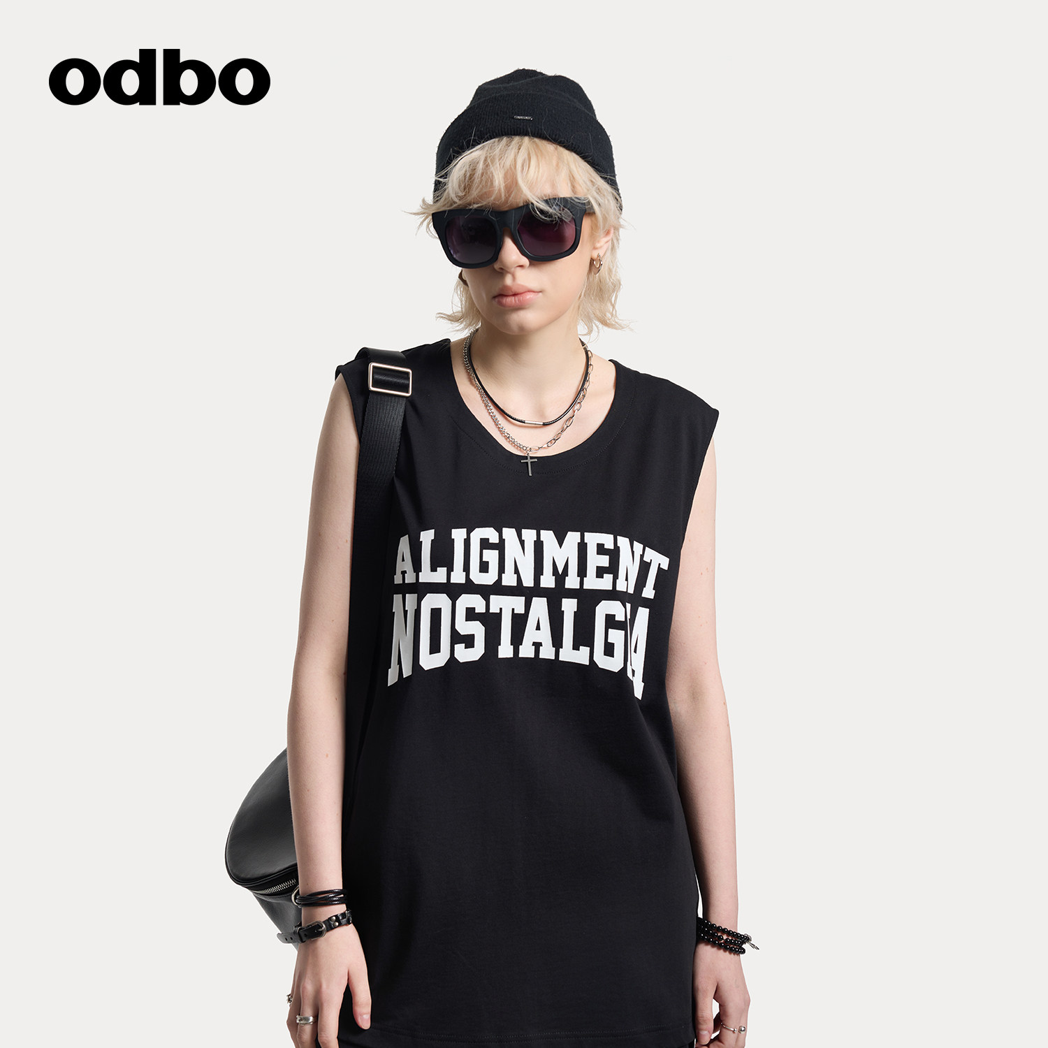odbo/欧迪比欧背心女夏外穿印花休闲高级感百搭新款时尚薄款上衣
