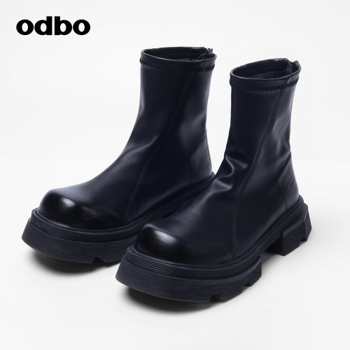 ODBO时尚气质黑色经典百搭马丁靴