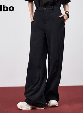odbo/欧迪比欧高级感抗皱舒适黑色休闲裤女春季新款百搭垂感西裤