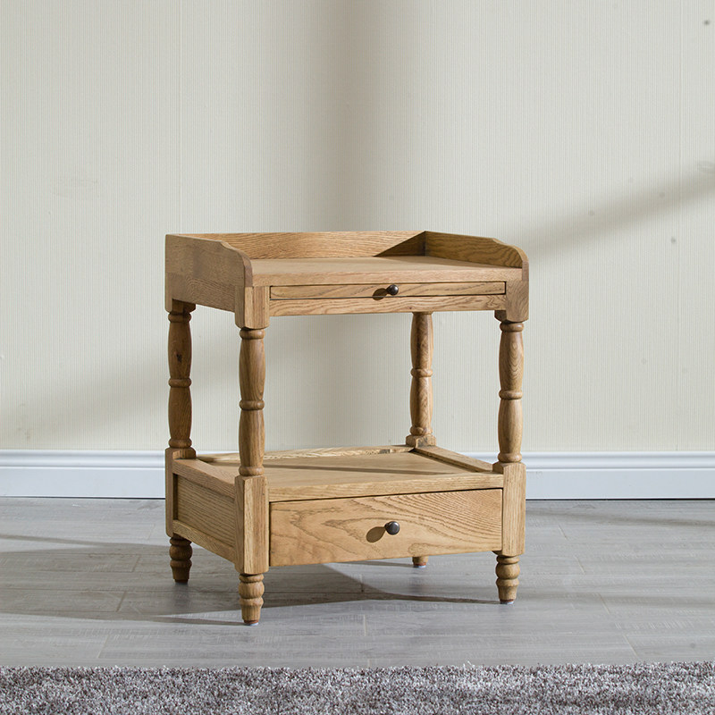 法式美式实木复古做旧边几角几美式北欧电话几小型储物柜可定制