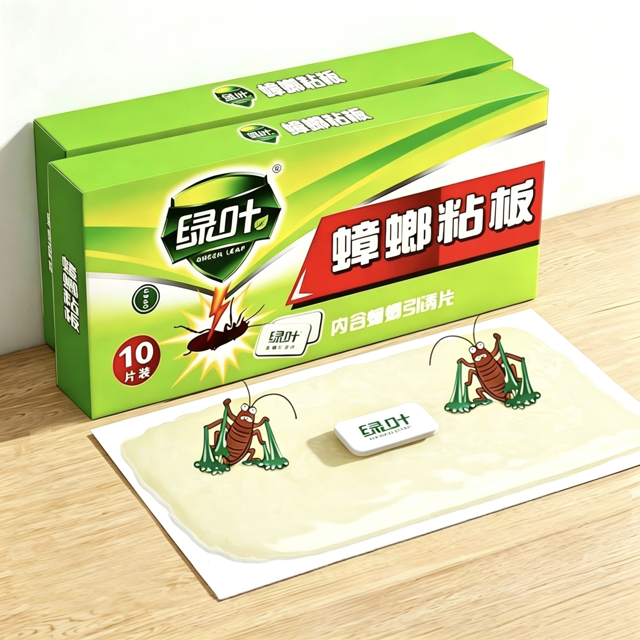 绿叶蟑螂粘板不含农药蟑螂贴粘黏大小蟑螂小强含引诱剂杀除灭家用