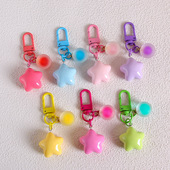 糖果色撞色星星可爱胖乎乎钥匙扣少女软萌ins五角星挂件送闺蜜女