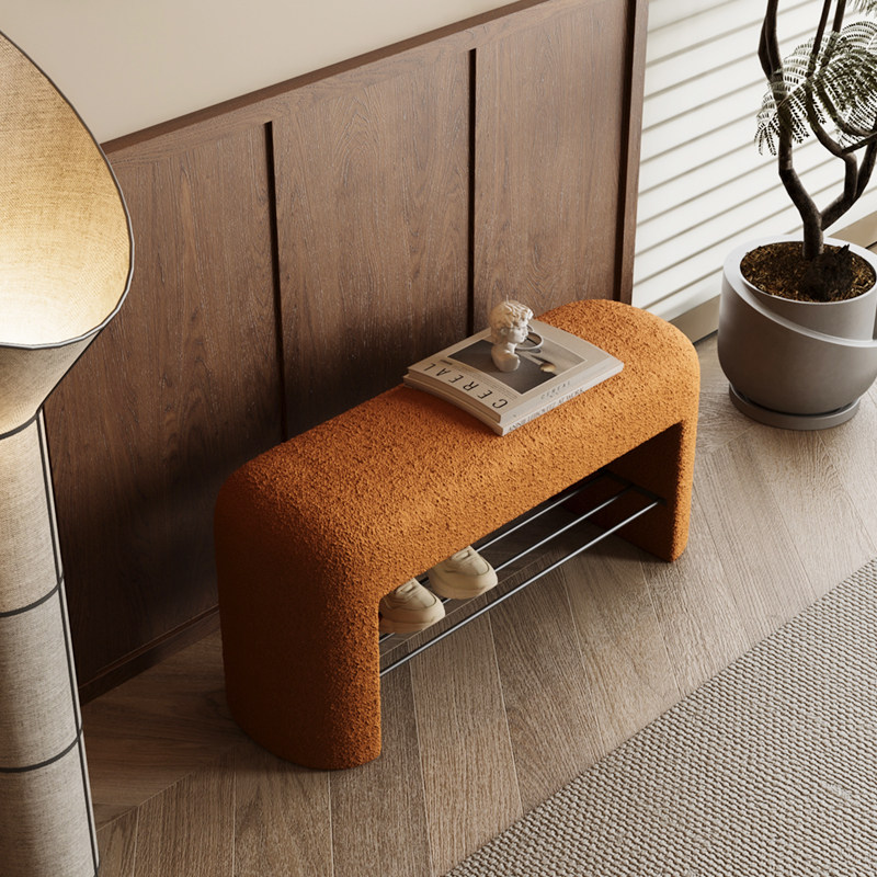 奶油风入户换鞋凳家用门口轻奢羊羔绒鞋柜一体可坐穿鞋长条凳子,住宅家具,换鞋凳,淘宝优惠券,粉丝福利购,淘宝优惠卷