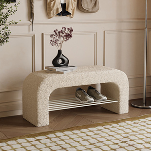 奶油风创意换鞋凳入户门口家用轻奢一体鞋柜轻奢高级感可坐穿鞋凳