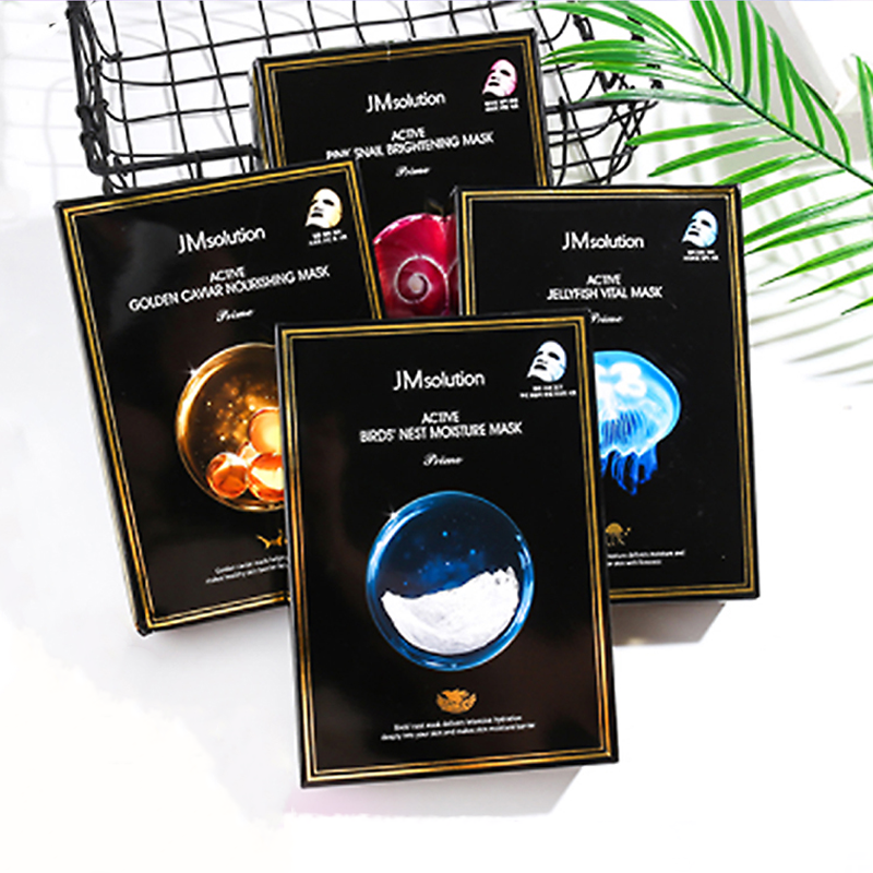 jm新款面膜燕窝水母蜗牛鱼子酱玻尿酸精华补水保湿舒缓10片正品