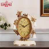 丽盛欧式 饰石英钟复古创意摆件时钟 座钟客厅静音钟表床头柜台钟装