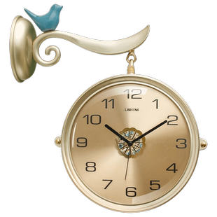 轻奢双面挂钟客厅静音个性北欧时尚创意现代简约家用时钟石英钟表