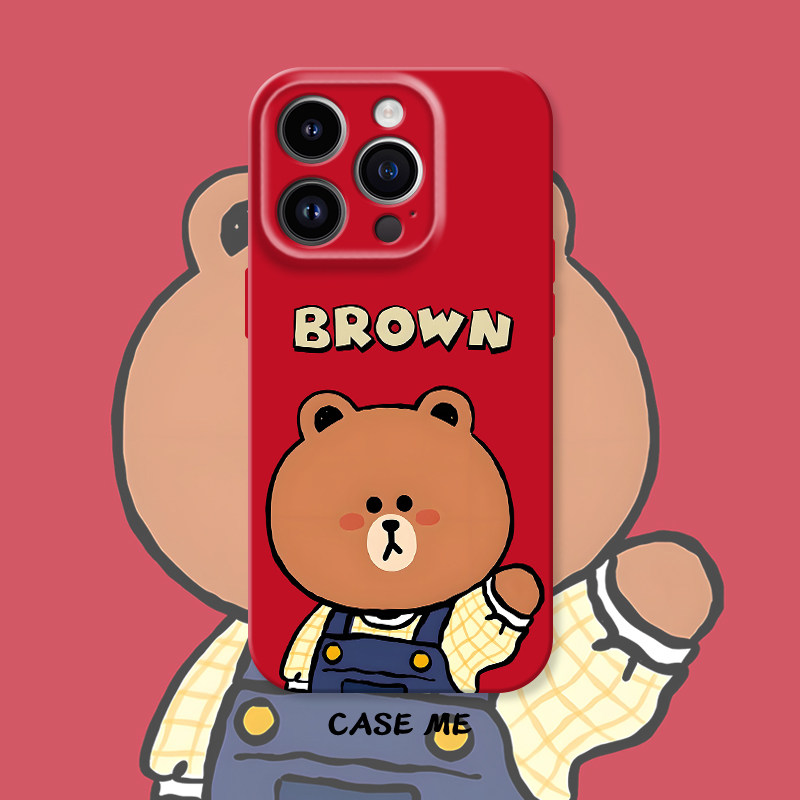 布朗熊适用iphone16/15pro苹果17Promax华为P70/Nova15/vivox200/oppoReno15/小米17/红米K80卡通BROWN手机壳