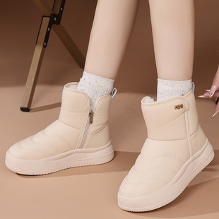松糕厚底雪地靴女学生高帮面包棉鞋冬天防滑中年轻妈妈保暖半靴子