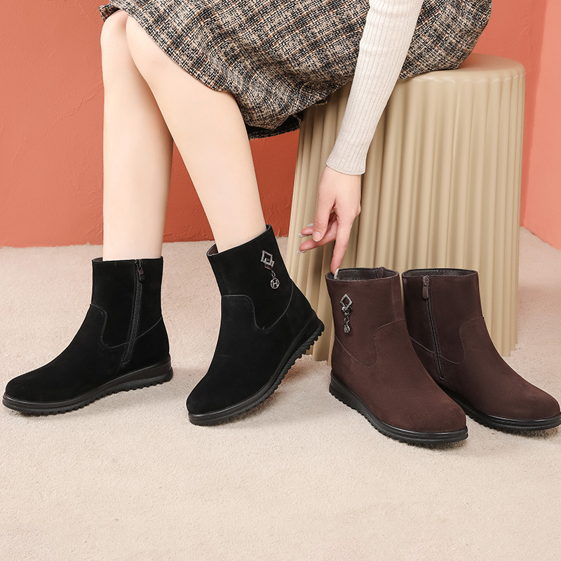 2022雪地靴妈妈鞋旺奈磨砂牛皮