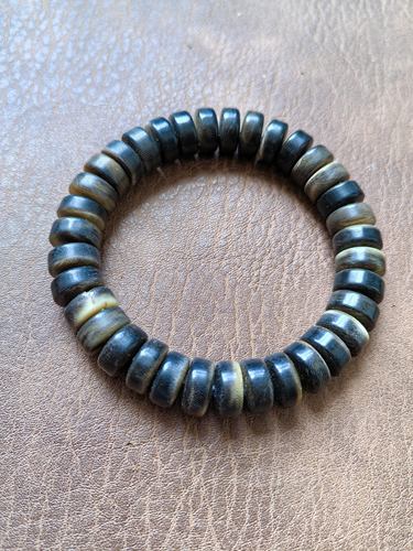 天然驴蹄子药片形手串原色带鱼籽纹手链约12mm