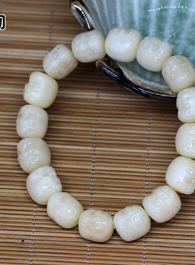 天然骆驼骨雕刻阿呆手串原色油润手链文玩珠串