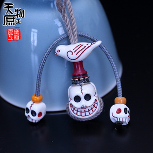 天然猛犸雕刻喜主吉祥鸟半鄂弟子珠套装佛珠手串配饰配件