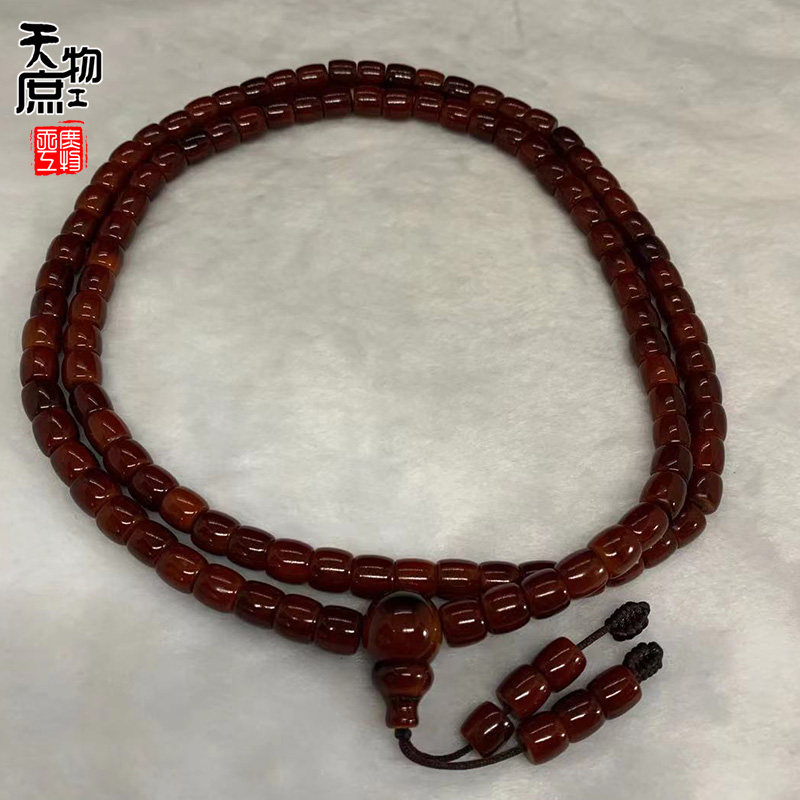 牦牛角复古暗红色佛珠手串108颗手串手链diy配饰配件  保真包邮