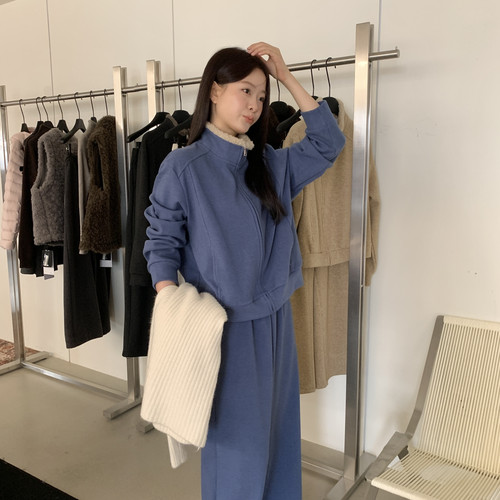 ULOUR/U粒-冬款上新若楠同款baby婴儿绒卫衣外套+卫衣裤2件套套装