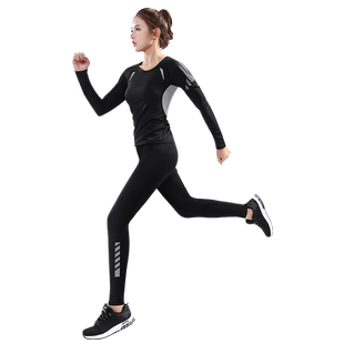 速干衣女秋冬季跑步晨跑服健身训练瑜伽长袖新款加绒保暖运动套装