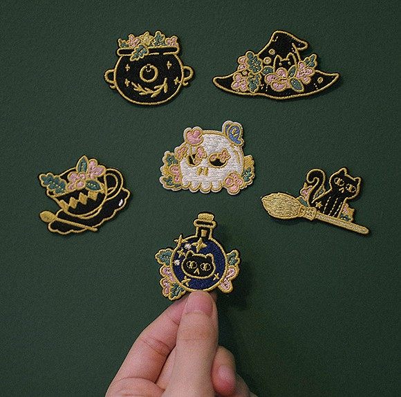 自粘魔女手札刺绣布贴黄麻袋包包装饰图案贴衣服帽子破洞补丁遮盖