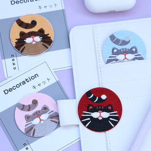 粘贴款 饰贴布衣服破洞补丁 可爱小猫刺绣布贴徽章猫图案围巾包包装