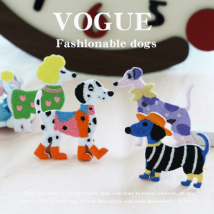 粘贴款 饰贴衣服破洞补丁遮盖 斑点狗可爱刺绣布贴手机壳手账图案装