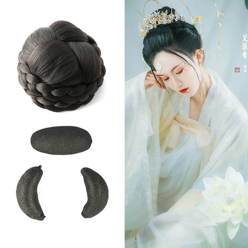 古装假发拍摄影视套装汉服造型古代圆形发碗古风仙女三件套组合