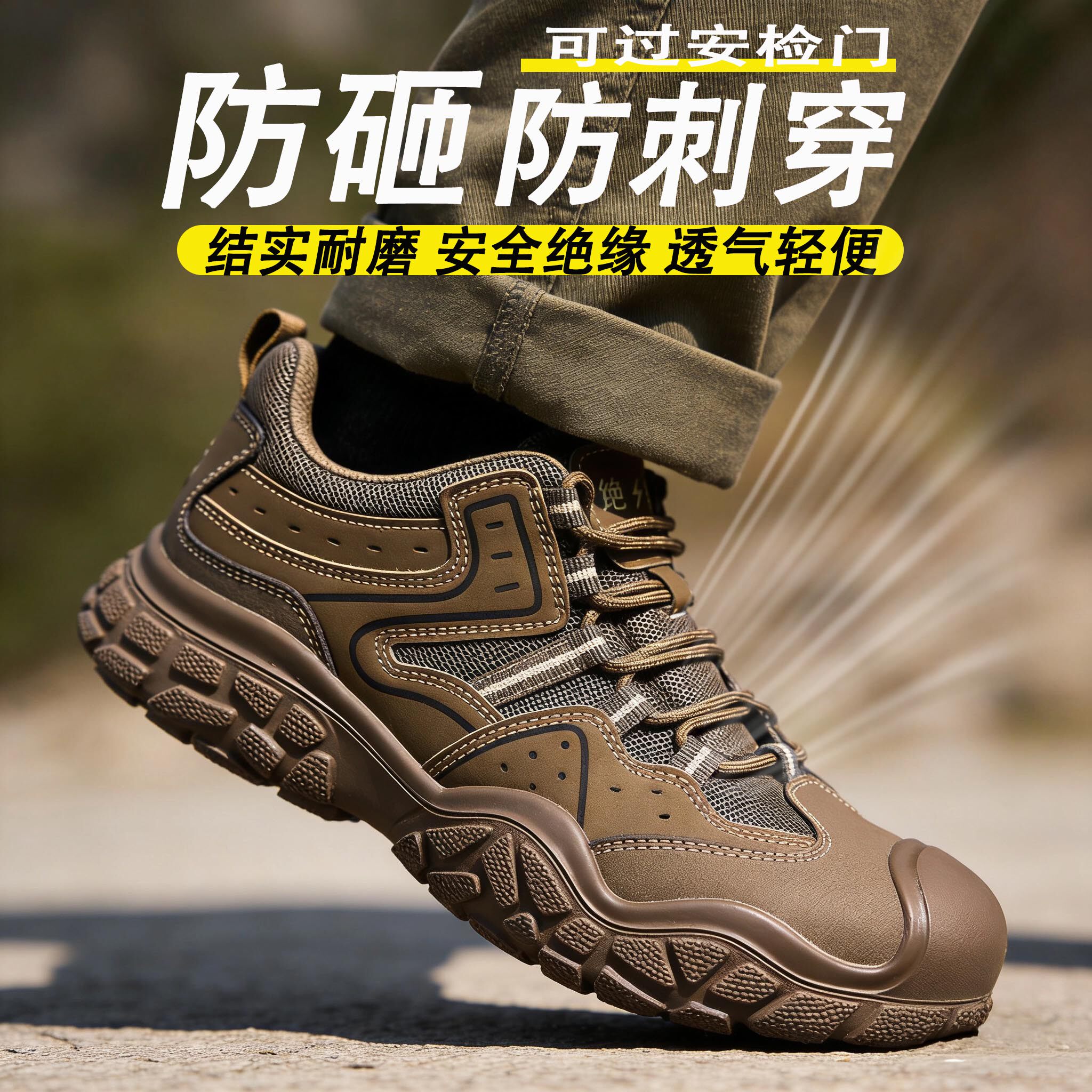 新型劳保鞋男款夏透气防砸软底轻便耐磨防滑塑钢头工作电工绝缘鞋