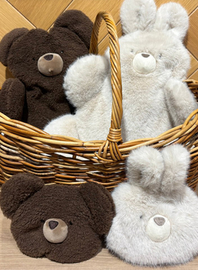 日本afternoontea秋冬毛绒绒可爱兔子熊灌水保暖袋热水袋暖手包