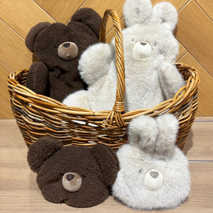 日本afternoontea秋冬毛绒绒可爱兔子熊灌水保暖袋热水袋暖手包