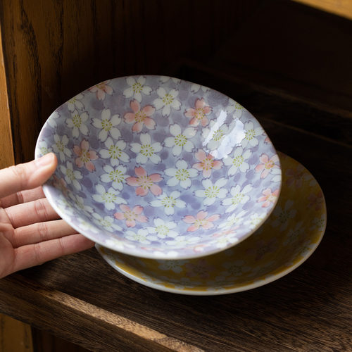 日本进口美浓烧樱花陶瓷小盘家用点心盘