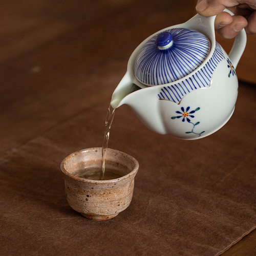 日本进口有田烧春绯花眠茶壶带滤网陶瓷茶具