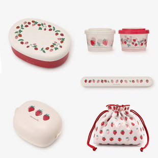 日本afternoontea可爱草莓便当盒便当袋午餐袋筷子