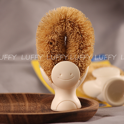 日本进口可立式笑脸短柄椰棕厨房