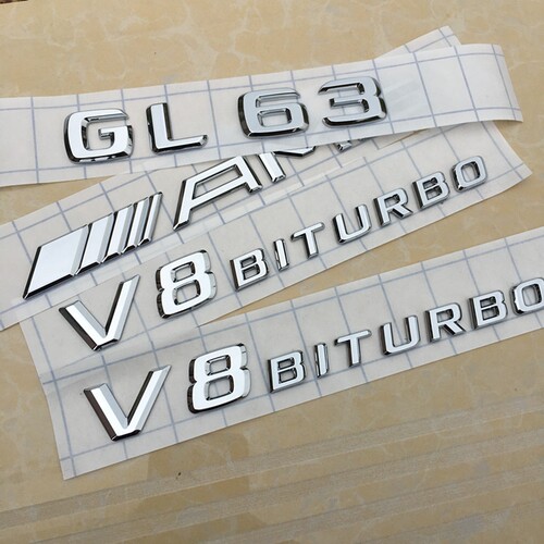 奔驰 GL63 AMG改装车标后尾标字标V8 BITURBO侧标车贴