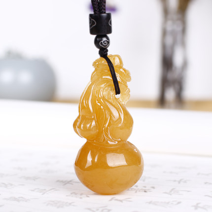 天然黄龙玉黄玉葫芦吊坠男女款玉佩挂件玉石项链玉坠礼物带证书