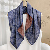 香颂小调2025新款 方巾老料香云纱时尚 围巾双面双色复古百搭花萝