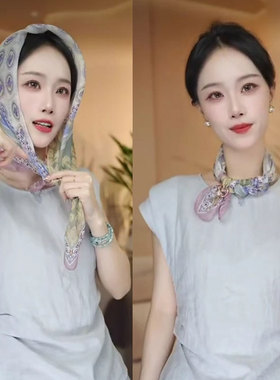 2025年春夏新款西丽纱70x70方巾高级感防晒气质薄款丝巾曼谷风情