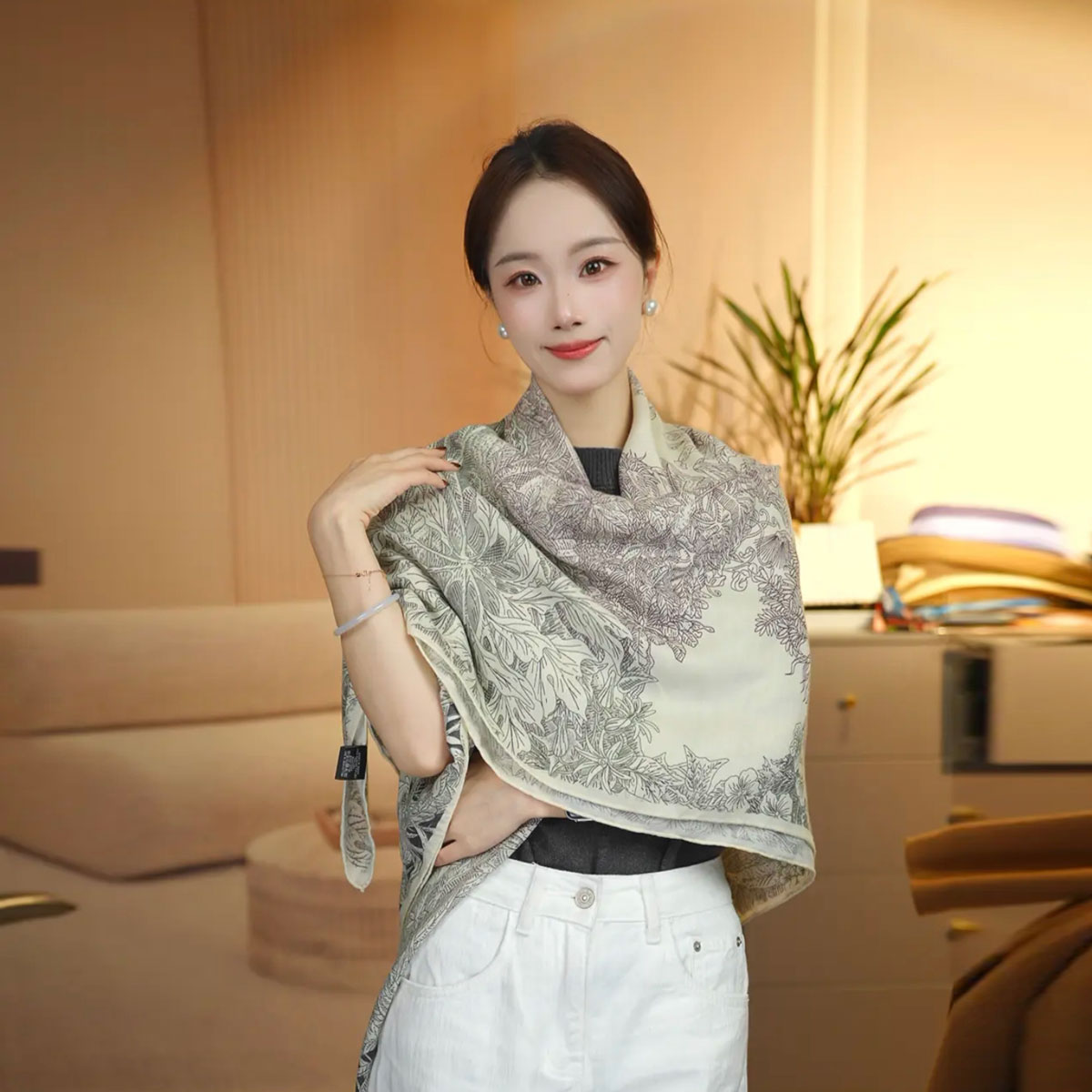 里斯本语针织丝毛大方巾135围巾