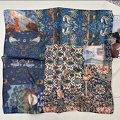 莫里斯蓝薄款 防晒披肩 70左右方巾夏季 2025春夏新款 西丽纱丝巾70