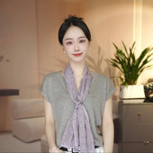 紫鸢新品 百搭女飘带围脖发带长条围巾 碎花花纱丝巾轻奢高级感时尚