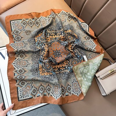 摩卡棕调新款单双面棉质围巾方巾